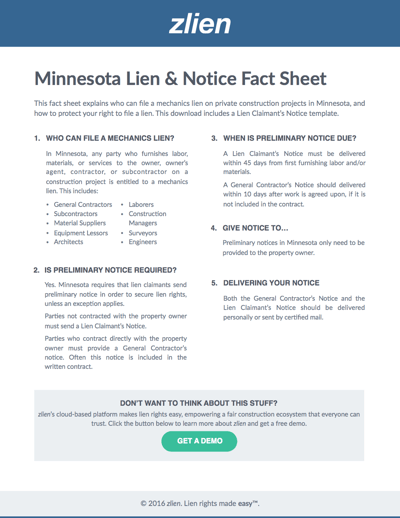 Minnesota Preliminary Notice Form Download Free With Fact Sheet