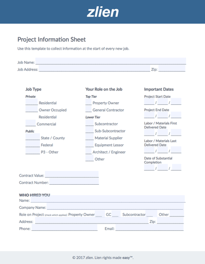 Project Information Sheet | zlien Download